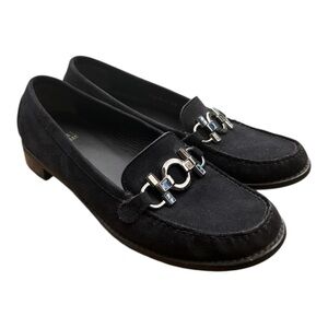 Stuart Weitzman Jeweled Horse Bit Loafer Suede Black Women’s Size 8M